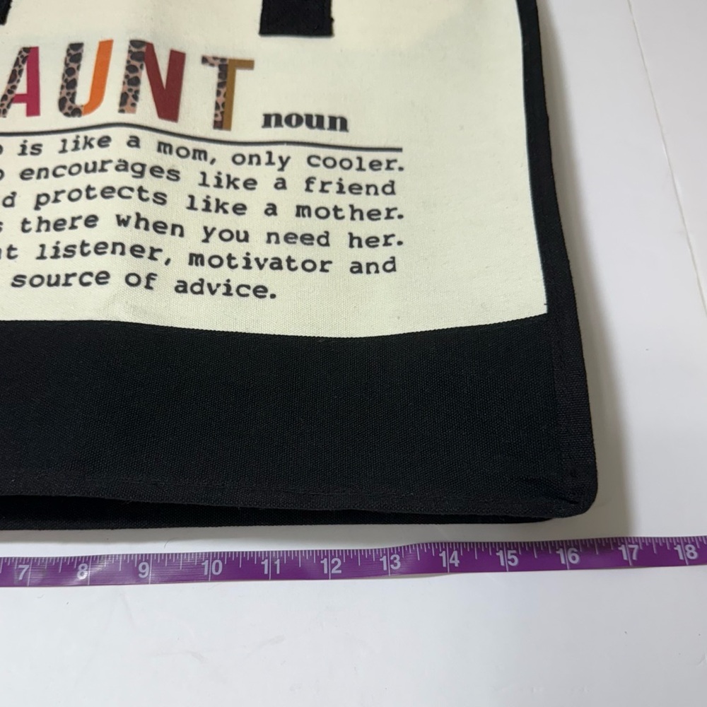 Women’s Black and White Tote Bag with Aunt Definition - Picture 14 of 16